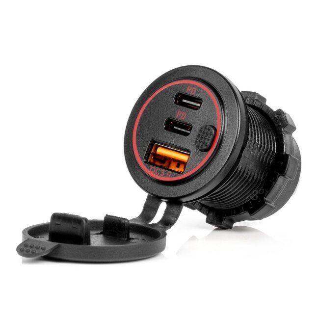 Įmontuojamas USB, USB-C įkroviklis 12/24V Įmontuojamas USB, USB-C įkroviklis 12/24V