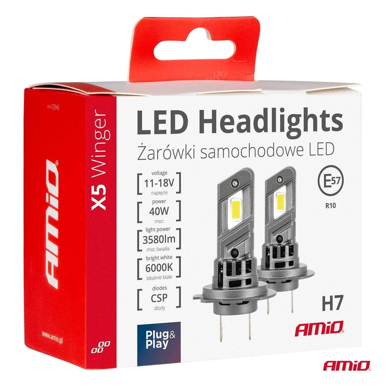 LED lemputės H7 CANBUS Plug&Play 50W 12V 4