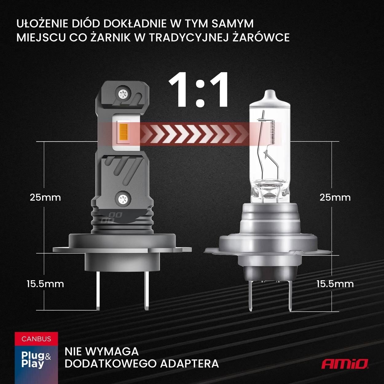 LED lemputės H7 H18 CANBUS Plug&Play 60W 12V 3 LED lemputės H7 H18 CANBUS Plug&Play 60W 12V 3