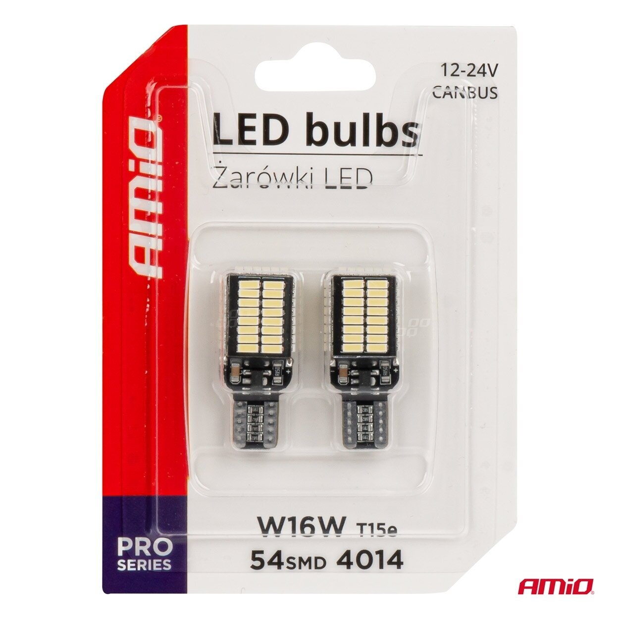 LED lemputes W16W Baltos PRO Series CANBUS 12/24V 2vnt 4