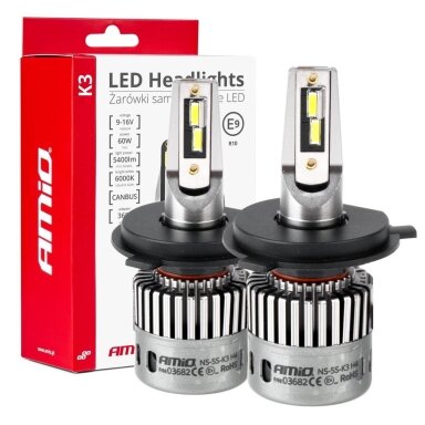 LED lemputės H4 K3 60W 12V