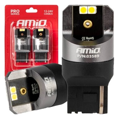 LED lemputės W21W Baltos PRO Series CANBUS 12/24V 2vnt