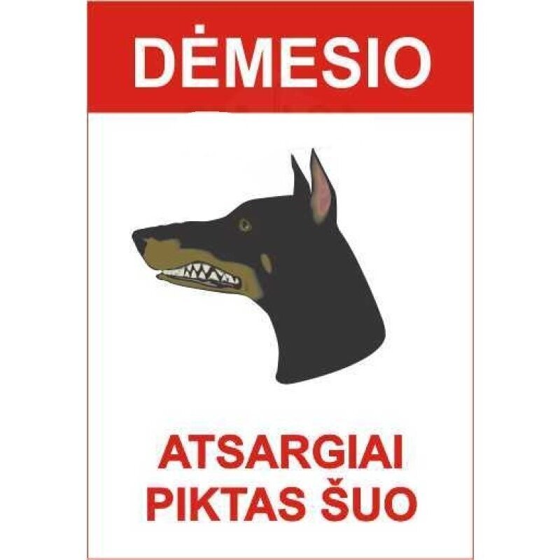 Lipdukas "Atsargiai piktas šuo" Lipdukas "Atsargiai piktas šuo"