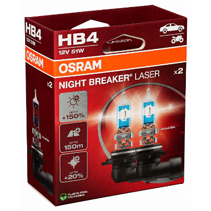 OSRAM LEMPUTĖS HB4 51W 12V P22D +150% NIGHT BREAKER LASER