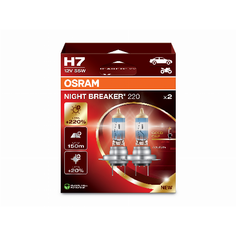 OSRAM LEMPUTĖS H7 HCB 55W 12V +220% PX26D OSRAM LEMPUTĖS H7 HCB 55W 12V +220% PX26D