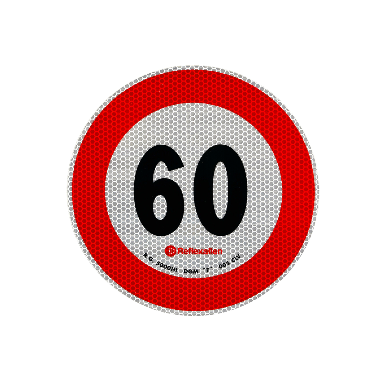 Šviesą atspindintis lipdukas 60 km/h greičio ribojimas Šviesą atspindintis lipdukas 60 km/h greičio ribojimas