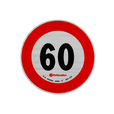 Šviesą atspindintis lipdukas 60 km/h greičio ribojimas
