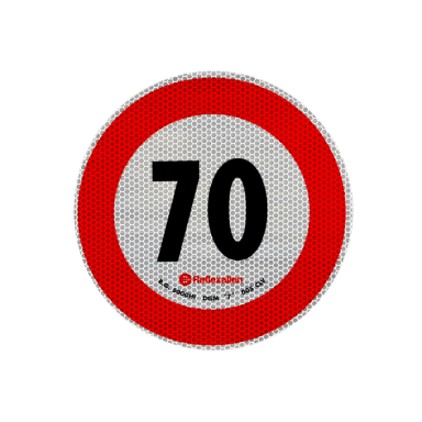 Šviesą atspindintis lipdukas 70 km/h greičio ribojimas