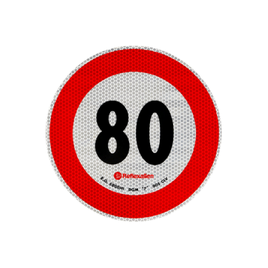 Šviesą atspindintis lipdukas 80 km/h greičio ribojimas
