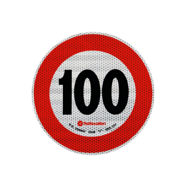 Šviesą atspindintis lipdukas 100 km/h greičio ribojimas Šviesą atspindintis lipdukas 100 km/h greičio ribojimas