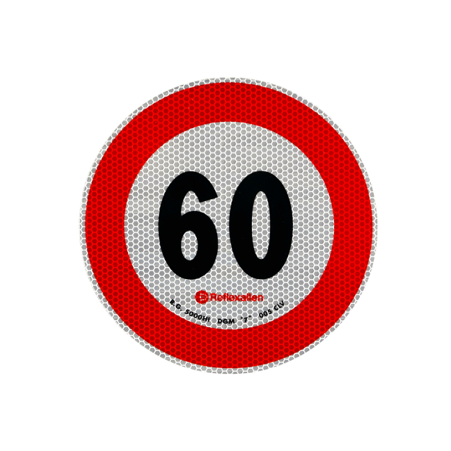 Šviesą atspindintis lipdukas 60 km/h greičio ribojimas Šviesą atspindintis lipdukas 60 km/h greičio ribojimas