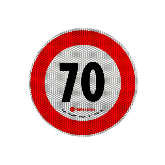 Šviesą atspindintis lipdukas 70 km/h greičio ribojimas Šviesą atspindintis lipdukas 70 km/h greičio ribojimas