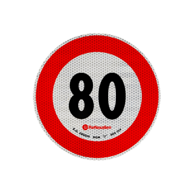 Šviesą atspindintis lipdukas 80 km/h greičio ribojimas Šviesą atspindintis lipdukas 80 km/h greičio ribojimas
