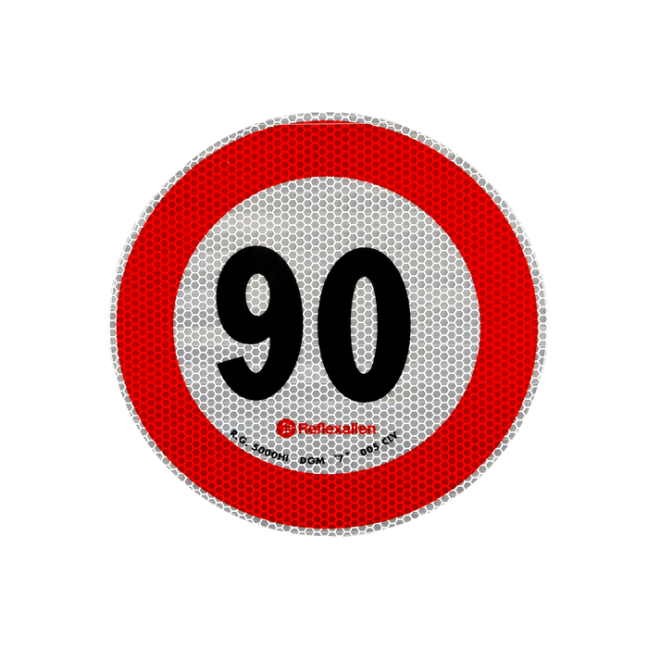 Šviesą atspindintis lipdukas 90 km/h greičio ribojimas Šviesą atspindintis lipdukas 90 km/h greičio ribojimas