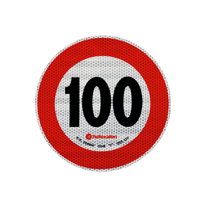 Šviesą atspindintis lipdukas 100 km/h greičio ribojimas