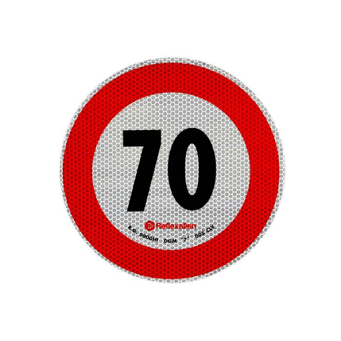 Šviesą atspindintis lipdukas 70 km/h greičio ribojimas Šviesą atspindintis lipdukas 70 km/h greičio ribojimas