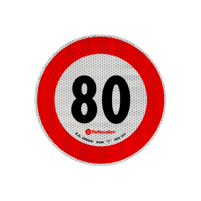 Šviesą atspindintis lipdukas 80 km/h greičio ribojimas