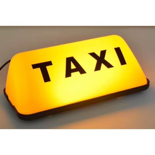 TAXI plafonas su apšvietimu 12V, geltonas, klijuojamas, 17 cm