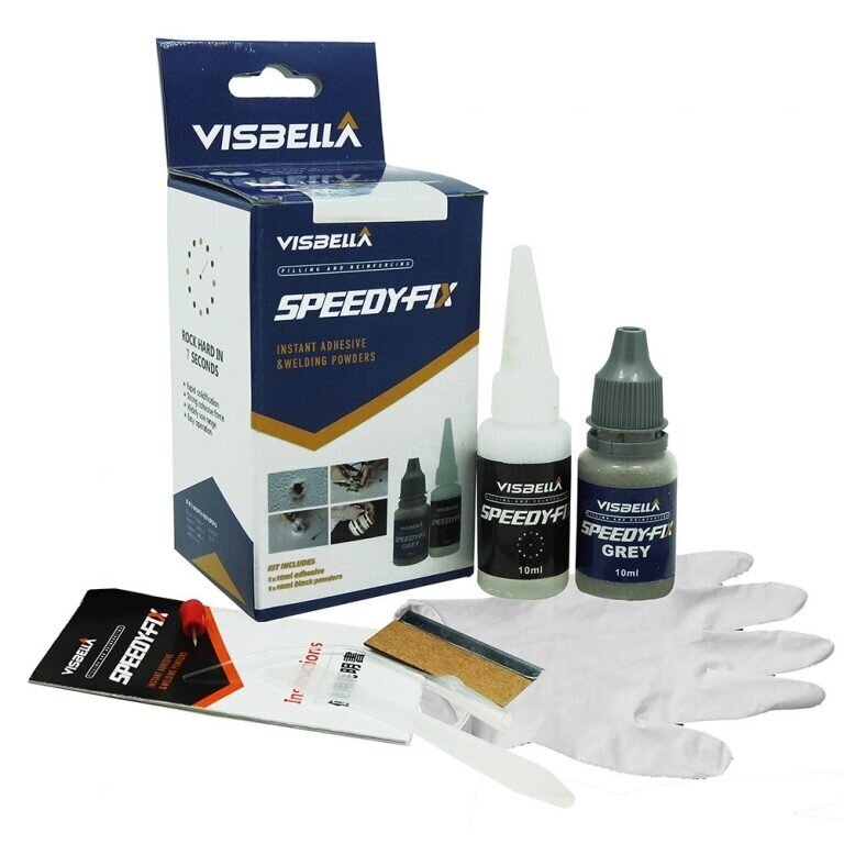 Visbella SPEEDY-FIX klijų rinkinys: užpildas ir klijai 10ml + 10ml Visbella SPEEDY-FIX klijų rinkinys: užpildas ir klijai 10ml + 10ml
